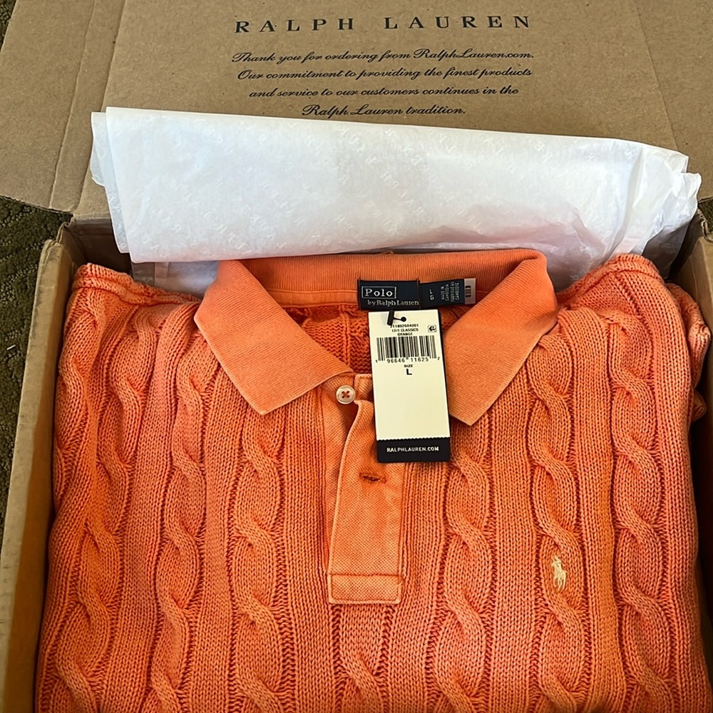 NIB NWT classic Polo Ralph Lauren cable sweater, Pristine! Ideal for spring!